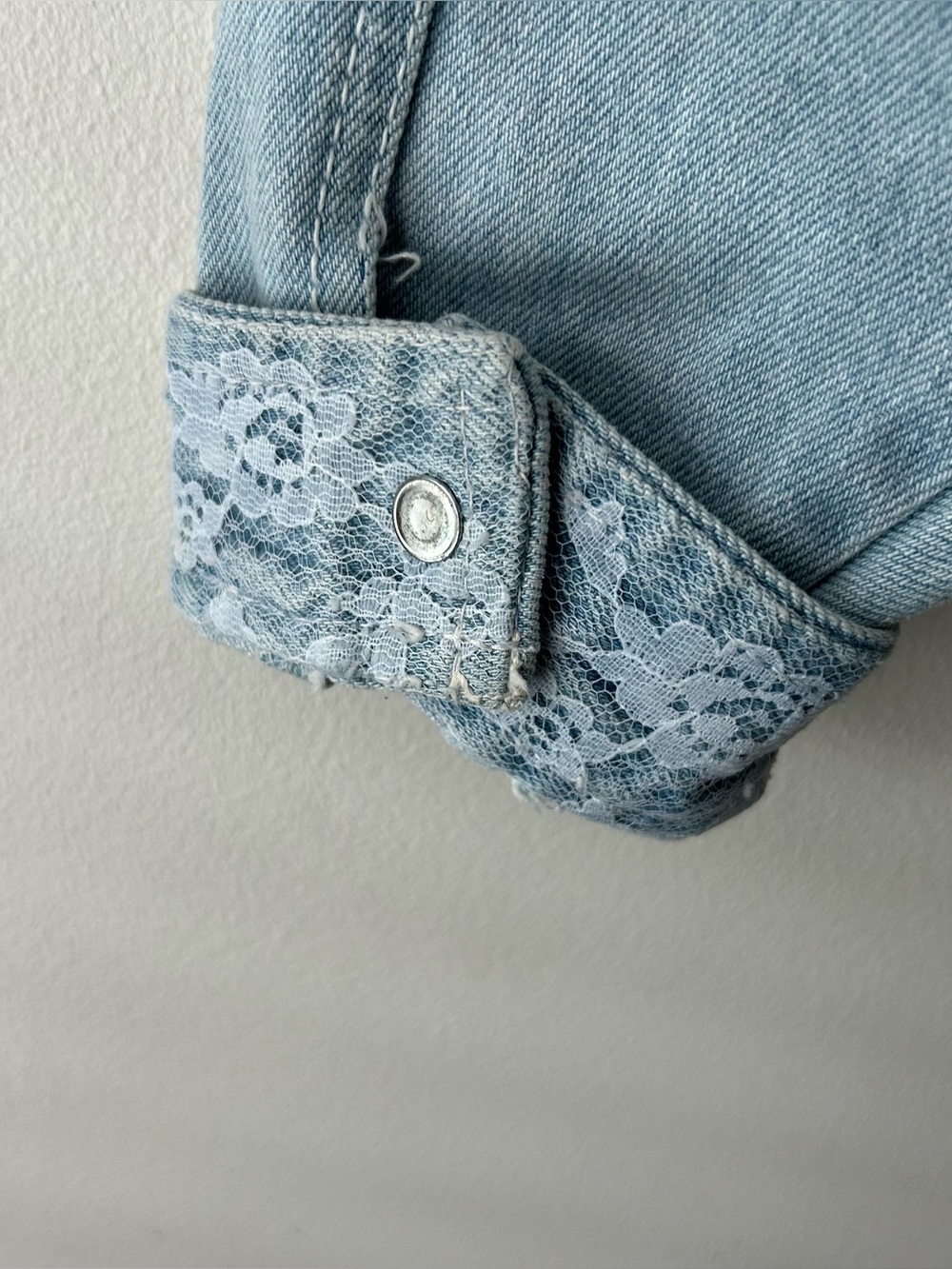 Vintage Coastal Cowgirl Western Pulse by Aero Denim Lace Jacket Blue White L - Picture 16 of 16